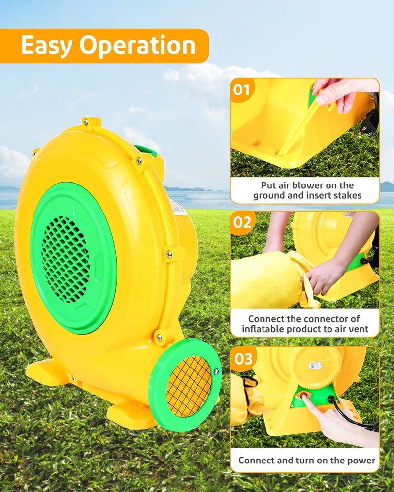 Step4Fun Bounce House Air Blower for Inflatables, 480 Watt ETL Certified Electric Blower, Perfect for Inflatable Bounce House Water Slide and Bouncy Castle Indoor & Outdoor Yellow - Image 5